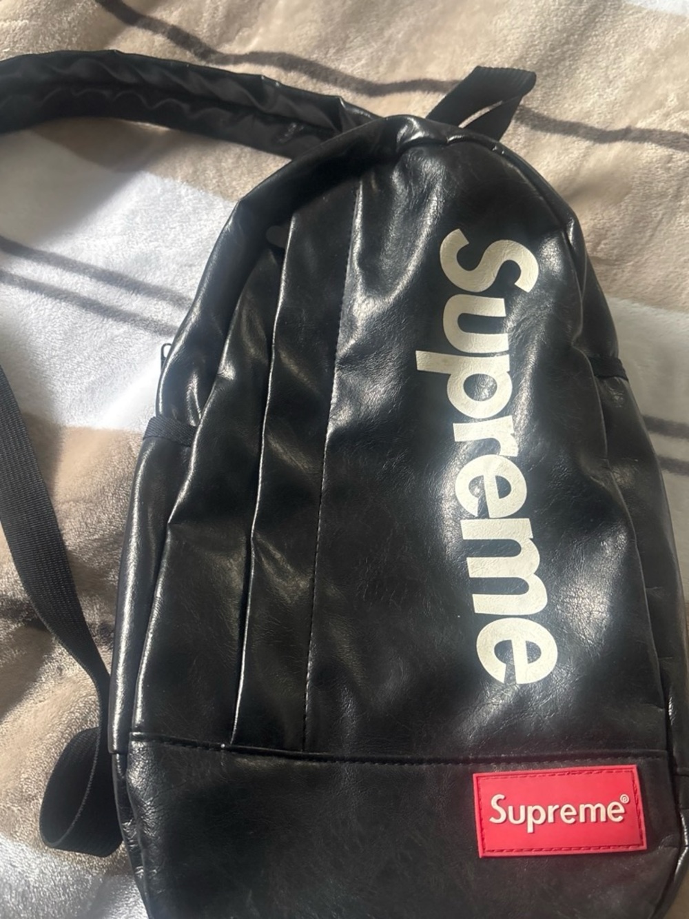 Black Sling Bag - Supreme Logo Crossbody